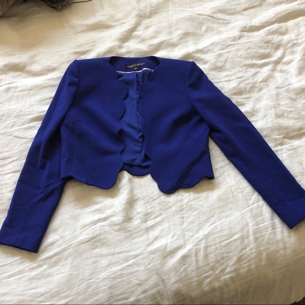 Albert Nipon Royal Blue Cropped Jacket
